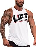 ShiningLove Men Fitness Tank Top BodyBuilding Breathable Sleeveless Stringer Workout Gym Sport Vest White L