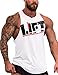 ShiningLove Men Fitness Tank Top BodyBuilding Breathable Sleeveless Stringer Workout Gym Sport Vest White L
