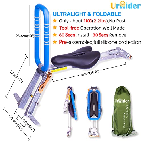 UrRider Child Bike Seat, Front Mount Kids Bike Seat, Fits Mountain Bikes, Hybrid Bikes, Portable