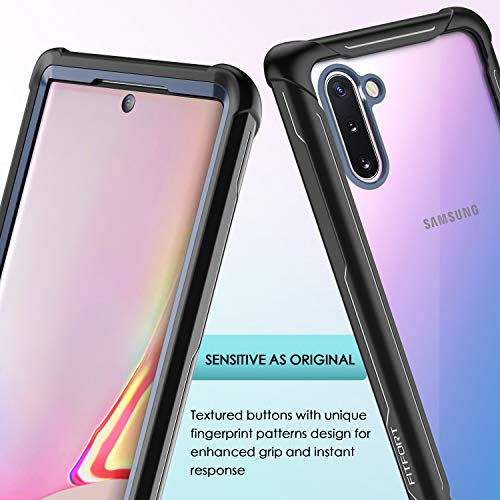 FITFORT Samsung Galaxy Note 10 Case Full Body Rugged Heavy Duty Clear Bumper Case with Free Screen Protector, Shock Drop Proof Protective Case Compatible with Galaxy Note 10 (2019)
