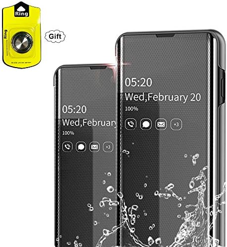 DAYNEW for Samsung Galaxy Note 10 Plus 2019 case,[Smart Case] [Full Body Protection] Ultra Slim PC Shell Slim Fit Mirror case for Samsung Galaxy Note 10 Plus 2019,Gift Finger Grip Ring Holder-Black