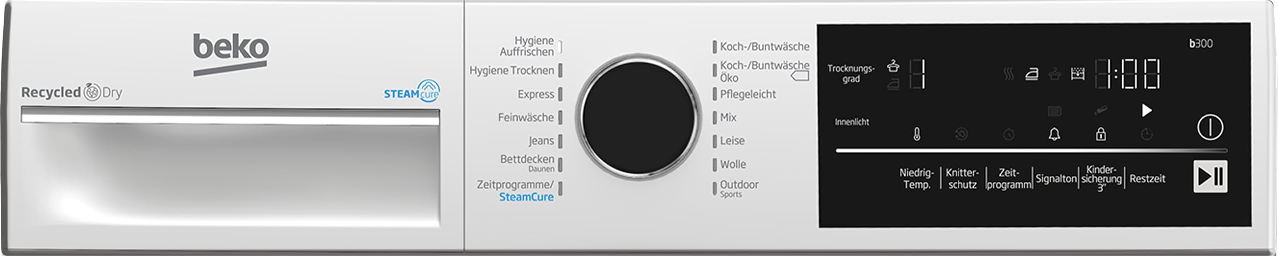 Beko B3T42240S b300 Wärmepumpentrockner, 8 kg, allergikergeeignet, Hygiene Trocknen & Hygiene Auffrischen, SteamCure - Dampffunktion, 14 Programme, Weiß 4