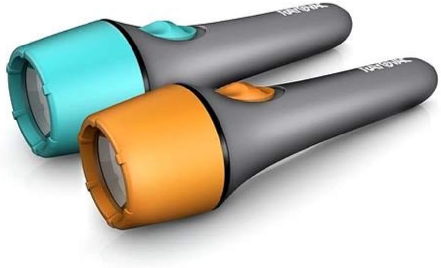 Rayovac LED Flashlight 2 Pack, Comfort Grip Flash Light Set with Batteries Included - Perfect for Power Outages, Emergency Situations, Camping, Hiking, Dog Walking, Blue & Orange (2 Pack) - - 