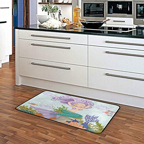 LNAGT Area Rugs Mermaid Coral Area Carpets Soft Non-Slip Runner Rug for Living Room Entryway Kitchen Mat Doormat 3920 inch