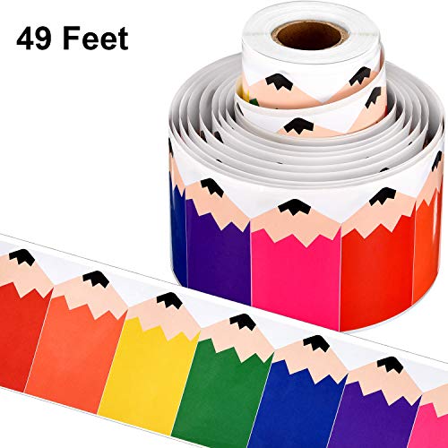49 Feet Bulletin Board Borders School Themed Decorative Stickers Confetti Teaching Press Border for School Classroom Chalkboard Decoration