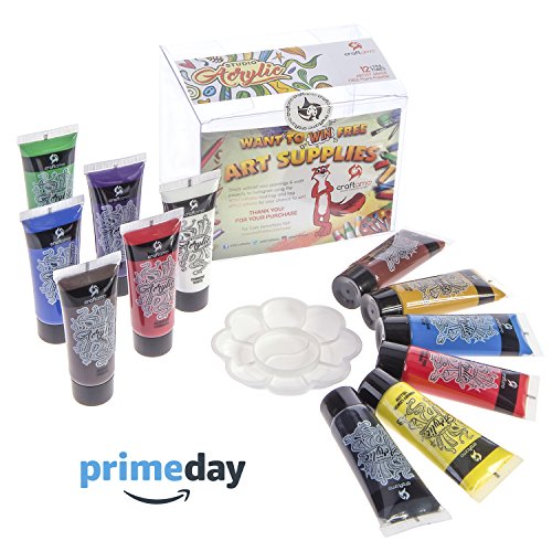 Craftamo-Acrylic-Paints-Set-12-x-27ml-Tubes-Acrylic-Painting-Set-For-Use-On-Artist-Canvas-As-Fabric-Paint-Model-Car-Paint-Glass-Paint-Clay-Paint-Nail-Art-Paint-Or-Craft-Paint-Set
