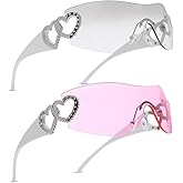 Pro Acme Wrap Around Rimless Sunglasses Women Men, Oversized Fashion Futuristic Sun Glasses Cool Shade 2000S Trendy