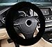 Zento Deals Soft Stretchable Sheepskin Black Steering Wheel Cover Protector - A Must Have for All Car Owners for a More Comfortable Driving