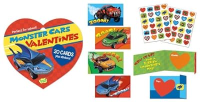 Peaceable Kingdom / Valentine Heart Pack Monster Cars Valentine Cards & Stickers