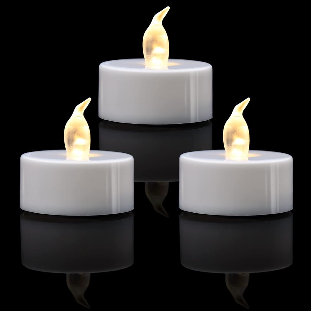 ERTYUI 200 Pack LED Tea Lights Warm White Flickering 1.4in x 1.4in x 1.4in