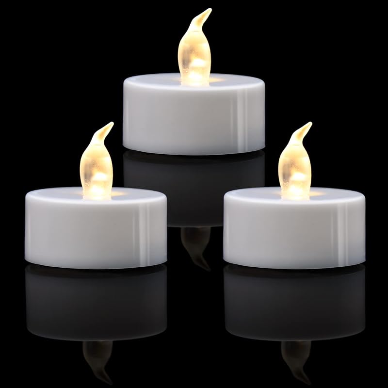 ERTYUI 200 Pack LED Tea Lights Warm White Flickering 1.4in x 1.4in x 1.4in