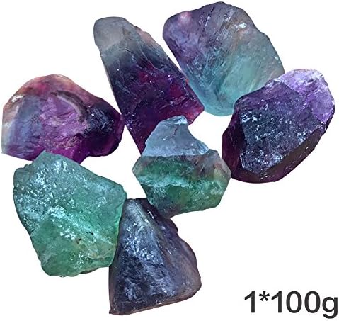 JRT 100g Natural Fluorite Quartz Crystal Stone Ornament Original Stone Treatment Stone Point Healing Crystal Fluorite Household Decoration 2-4.5 CM Random Delivery