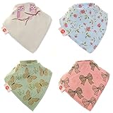 Zippy Fun Baby and Toddler Bandana Bib - Absorbent 100% Cotton Front Drool Bibs with Adjustable Snaps (4 Pack Gift Set) Girls Vintage Patterns