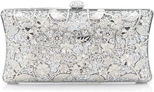 Dexmay Formal Flower Evening Bag for Wedding Party Luxury Glitter and Rhinestone Crystal Clutch Purse