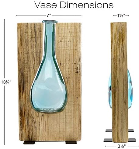 Wooden and glass vase, a quality room accent decor.