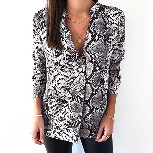Silcsqb Camisas de Serpiente con Estampado de Manga Larga Cuello Vuelto Femenino Camisa de Primavera para Mujer Blusas y… Silcsqb Camisas de Serpiente con Estampado de Manga Larga Cuello Vuelto Femenino Camisa de Primavera para Mujer Blusas y…