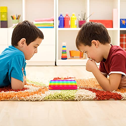 Pop Fidget Toy,Push Pop Bubble Fidget Sensory Toy for Kids Adults Interactive Games,Silicone Autism Special Needs Stress Anxiety Relief Toys Novelty Gifts for Girls Boys (3-Pack Rainbow)