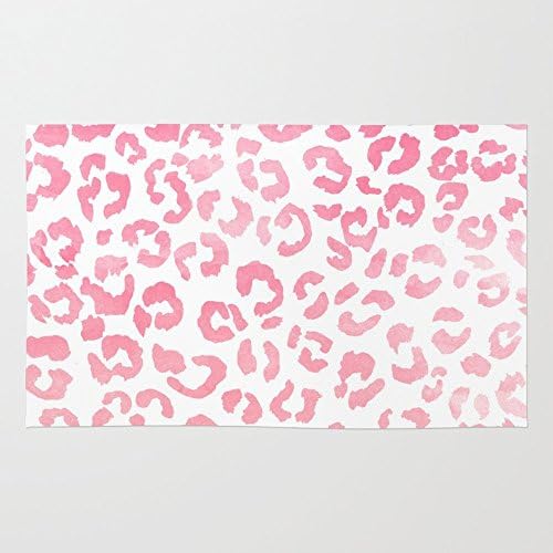 Society6 Modern Girly Pink Ombre Watercolor Leopard Pattern Rug 4' x 6'