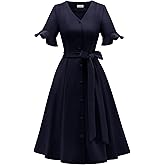 Timormode Vintage Cocktail Dresses for Women Wedding Guest Church Work Casual Dress 1950s Tea Party Dresses