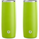SNOWFOX Premium Vacuum Insulated Stainless Steel Cocktail Glass/Drink Tumbler, Set of 2, Drinks Stay Icy Cold, Thermal Highball Glasses, Elegant Home Entertaining, Classic Barware, 14.5 oz, Lime