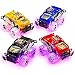 4E's Novelty 2 Pack Push n Go Toy Light Up Monster Truck Pullback Racer Cars, Light Up Wheals, Pullback Trucks Toys for Boys, Best Gift for Kids