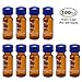 2ml HPLC Vial, Autosampler Vial, Alberts Filter Amber Lab Vial, Sample Vial with Writing Area, 9-425 Screw-Thread Vial, Blue Screw Cap with Hole, Red PTFE & White Silicone Septa 100 Pack