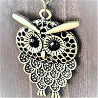 Vintage Lovely Owl Pendant Necklace Bronze or Silver (Antique Bronze)