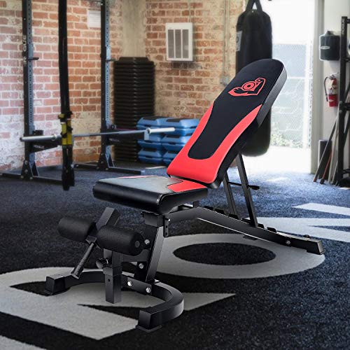 Fitness Power Rack Power Cage Home Gym Equipment Exercise Stand Olympic Squat Cage with LAT Pull Attachment, Multi-Grip Pull-up Bar and Dip Handle (Adjustable Bench 800lbs)