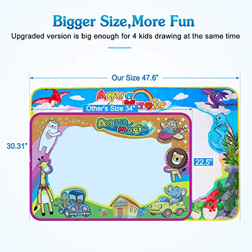 Aywewii Aqua Magic Mat, Large Aqua Magic Doodle Mat Educational Water Drawing Mat for Kids, Kids Painting Writing Doodle Board Toy for Age 1 2 3 4 5 6 7 8 9 10 Year Old Girls Boys - Thumbnail 2