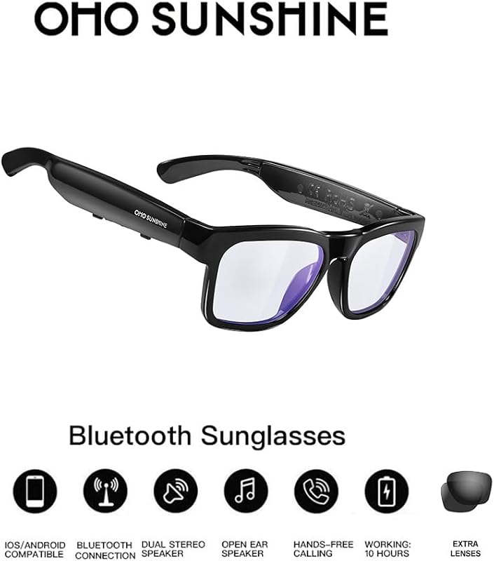 OhO Open Ear Smart Glasses, UV400 Z87.1 Lightweight Audio Bluetooth Glasses