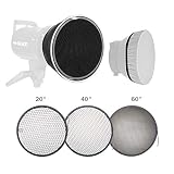 Godox Standard Reflector 7"/ 18cm Diffuser with 20/40/60 Degree Honeycomb Grid for Bowens Mount Studio Light Strobe Flash