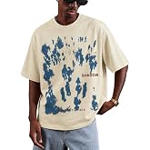 Vamtac Mens Oversized Graffiti Graphic Tees - Y2K Vintage T Shirts for Men Short Sleeve Summer Top