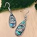 PammyJ Silvertone Abalone with Detailed Tear Drop Dangle Earrings