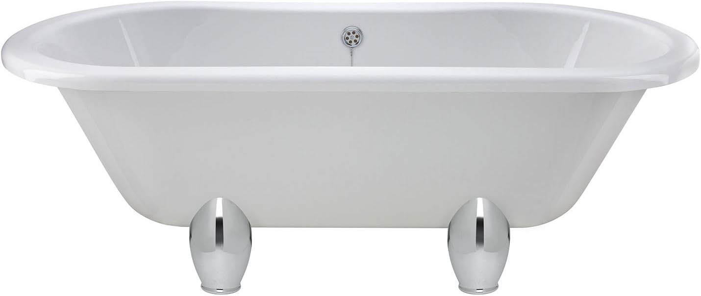 Old London Hudson Reed RL1705M1 Kingsbury | Traditional Bathroom Double Ended Freestanding Victorian Bath Tub With Deacon Leg Set, 1690mm x 745mm, White, 1700mm