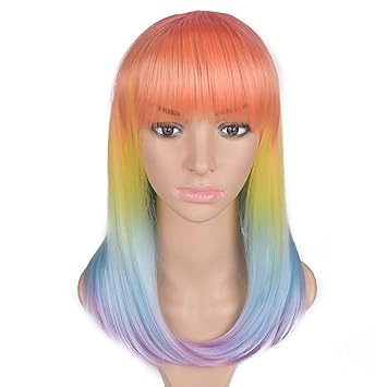 Multi Color Gradient Long Straight Hair Hair Style Fashion