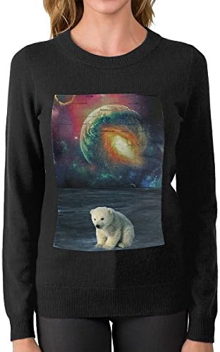 Wild Beat Polar Bear On The Planet Women's Sweater Crew Neck Casual Long Sleeve Pullover Sweaters