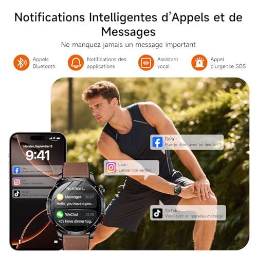 Lgnitek 2026 New Men's Smart Watch with ECG+HRV/Blood Pressure/IMC,1.43" AMOLED Smartwatch with SOS Function, 24/7 Heart Rate/SpO2/Sleep Monitor, IP68 for Android/iOS