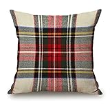 Plaid Pillow Cover 18x18 Inch, Scottish Tartan Red