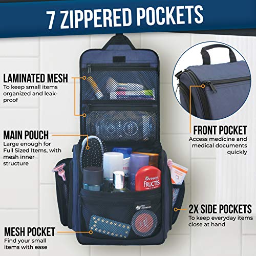 Hanging Travel Toiletry Bag for Men and Women – Large Cosmetics, Makeup and Toiletries Organizer Kit with 19 Compartments, YKK Zippers, XXL Metal Swivel Hook, Water-Resistant Nylon 3 Hanging Travel Toiletry Bag for Men and Women – Large Cosmetics, Makeup and Toiletries Organizer Kit with 19 Compartments, YKK Zippers, XXL Metal Swivel Hook, Water-Resistant Nylon