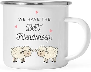 Andaz Press Funny Pun 11oz. Stainless Steel Campfire Coffee Mug, We Have The Best Friendsheep, Two Sheeps Graphic, 1-Pack, Birthday Christmas Ideas