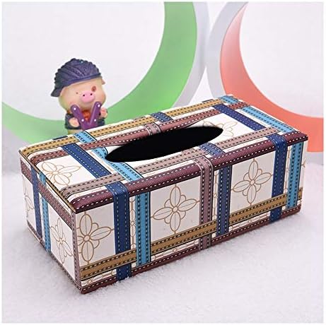 SHUCHANGLE Tissue Box Holder Tissue Cover Box Rectangle Shape Pu Leather Vintage Style Tissue Box Cover Holder For The Bathroom Home Office Car Remote Tissue Holder,H