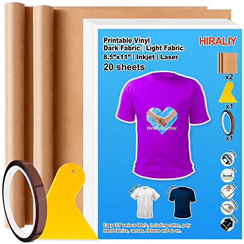 printable heat transfer paper vinyl for inkjet printer for dark light fabric 20 sheets 8 3 x 11 7 iron on paper bundle with teflon sheet heat tape scraper pricepulse