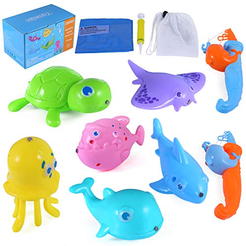 TEPSMIGO Magnetic Light Up Fishing Toy with Inflatable Pool, 6 Large Sea Characters + 2 Rod + 1 Mesh Bag, Ideal Game for Kids Age 3, 4, 5, 6 Year Old Toddler Boys, Girls - Thumbnail 5