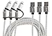 HIgh speed sync & charger 2Dual Tip Nylon Braided USB Cable 3 pack 3ft 6ft 10ft 2 in 1 Micro USB +8 Pin Lightening Connector tip 2.4A for apple iPod iPhone iPad & Samsung Tablet Galaxy Devices Cameras