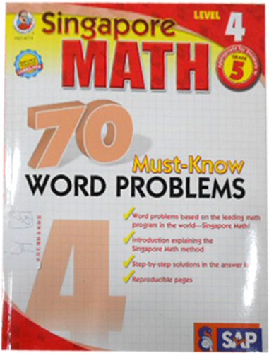 Singapore Math – 70 Must-Know Word Problems Workbook for 5th Grade Math, Paperback, Ages 10–11 with Answer Key (Volume 3)