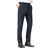 Plaid&Plain Men's Dress Pants Slim Fit Stretch Khaki Pants Wrinkle Free