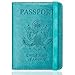 WALNEW Passport Holder for Travel, RFID Passport Cover Wallet for Women Men, PU Leather Passport Book Card Holder Case with Pen, Travelling Essentials for Flying