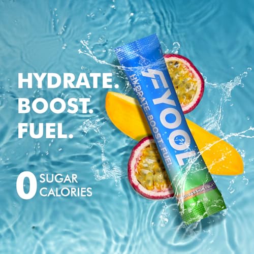 Fyool Hydration Electrolyte Powder | Electrolytes + Vitamins & Minerals | Zero Sugar & Calories | Energy Boost | Gluten-Free | Travel Essentials | Mango Passion Fruit Flavour | 30 Stick Packs