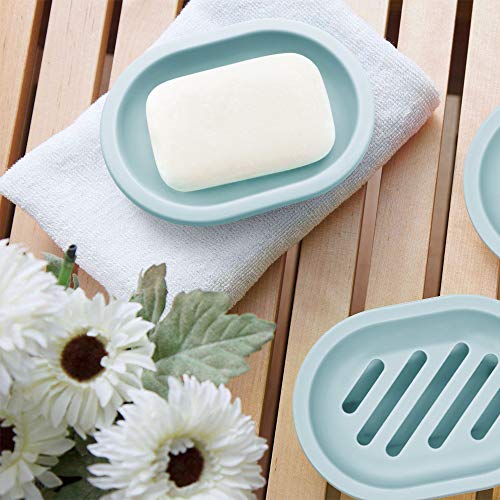 Bligli Soap Dish for Shower Soap Box,Soap Case Holder with Drain for Bathroom and Kitchen Sinks,Keep Soap Dry and Clean,2Pack (Light Green)