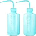 APUXON 2pcs 150ml 5Oz Wash Bottle Blue Narrow Mouth Squeeze Bottle Medical Lab Plastic Safety Squeeze Bottle No Spill Bend Mouth Watering Cans